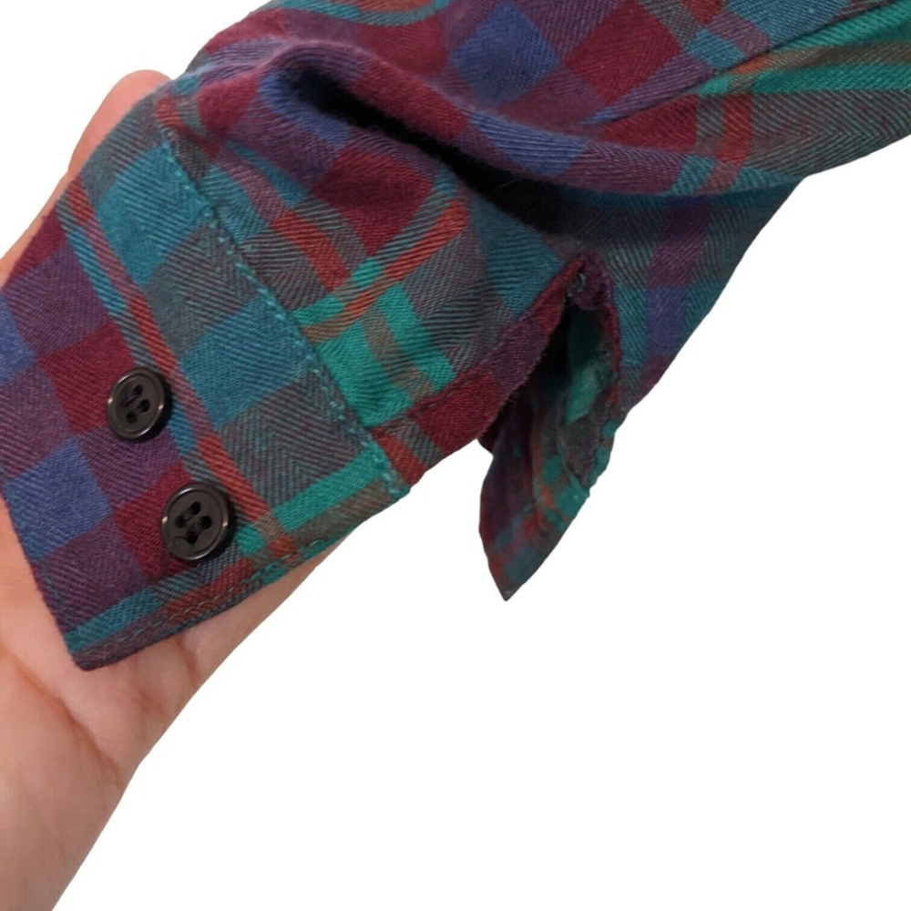DIANE VON‎ FURSTENBERG Green Plaid Button Down Top Womens Size 12 - Picture 2 of 9
